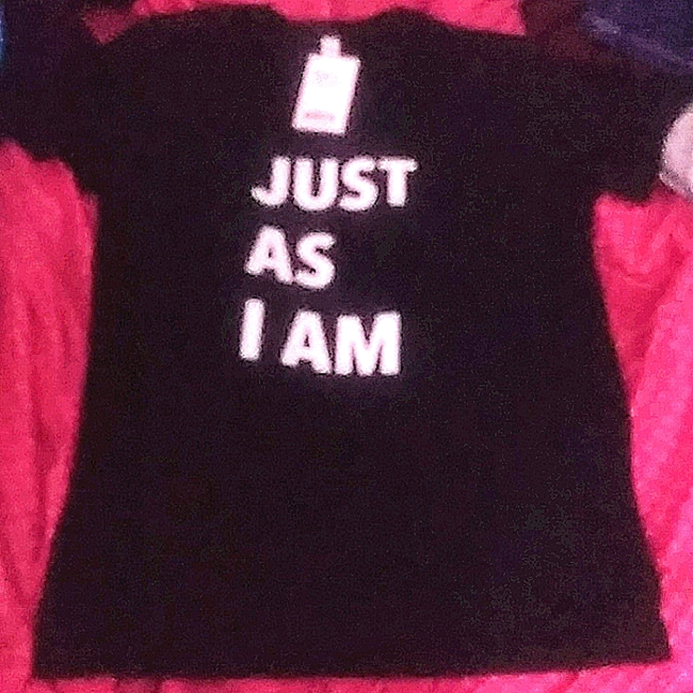 Black T-shirt with writing. Bella+Canvas. M